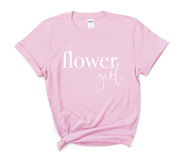 Flower Girl - Kids Sizes - Semi Personalised - (Name on Back) - Unisex Fit T-Shirt