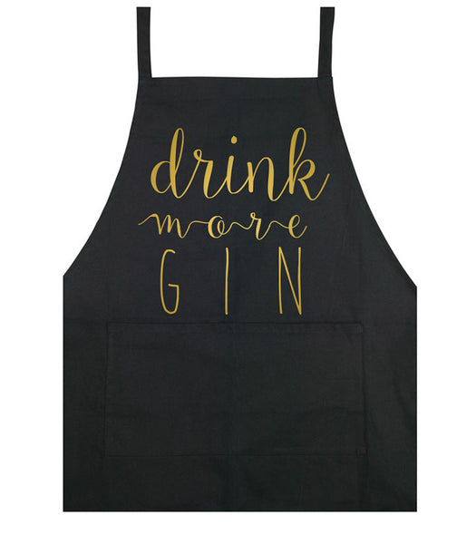 Drink More Gin - Apron - Black