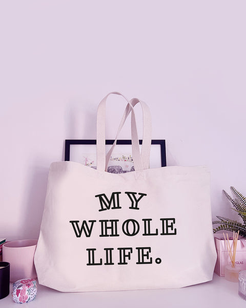 Choose Your Own Text - Customisable - Super Huge Canvas Tote Bag