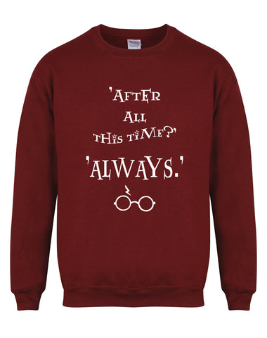 After All This Time, Always - Unisex Fit Sweater - Maroon-Leoras Attic-Kelham Print