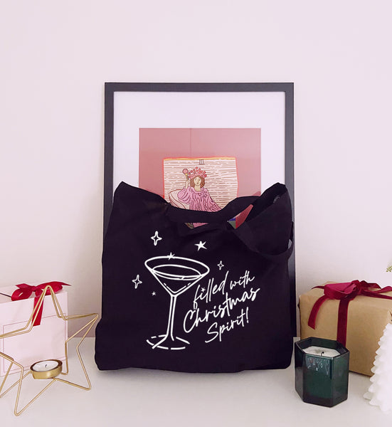 Filled with Christmas Spirit - Large Canvas Tote Bag