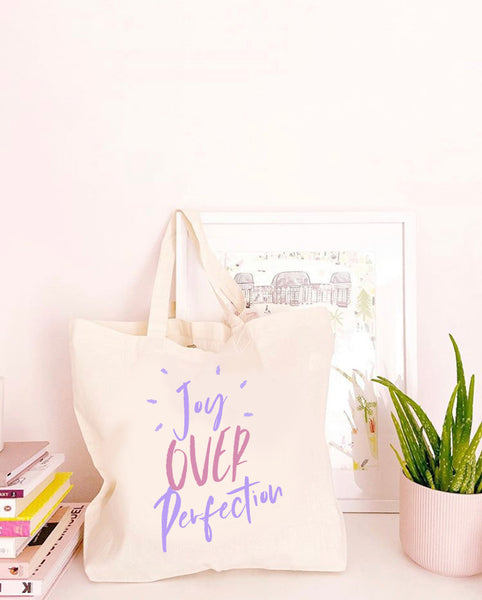 Joy Over Perfection - Large Canvas Tote Bag
