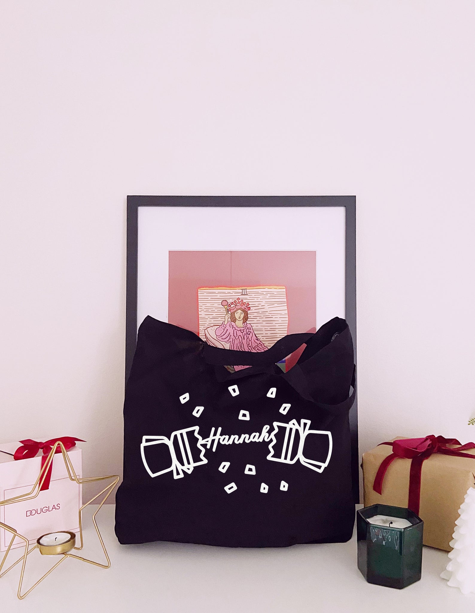 Personalised 'Name' Christmas Cracker - Large Canvas Tote Bag