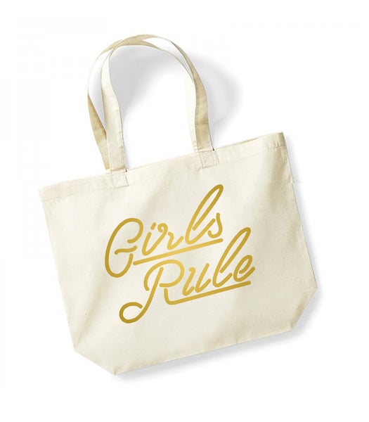Girls Rule - Large Canvas Tote Bag