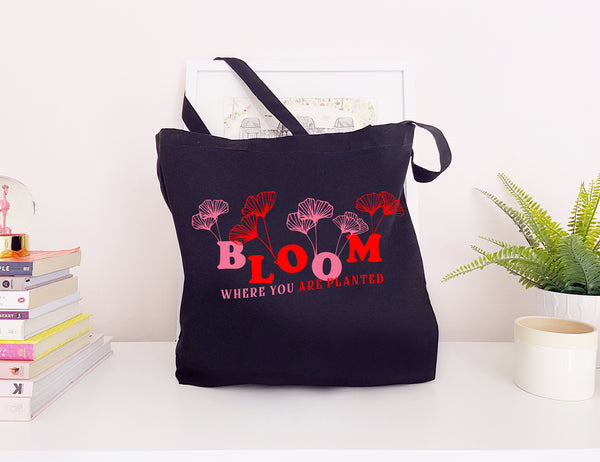 Bloom Where You Are Planted - Large Canvas Tote Bag