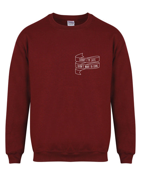 Sorry I'm Late I Didn't Want To Come - Unisex Fit Sweater