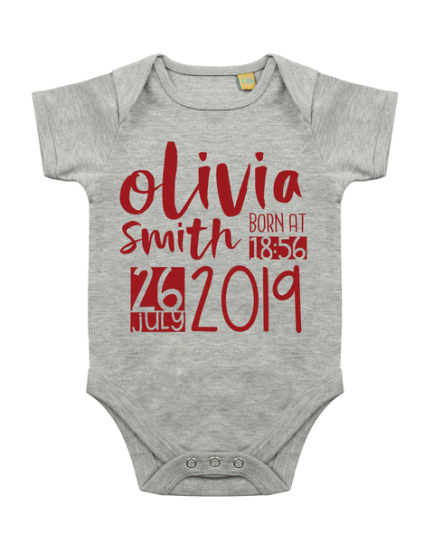 Personalised Announcement Babygrow - Custom Name and Date