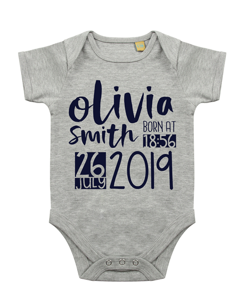 Personalised Announcement Babygrow - Custom Name and Date