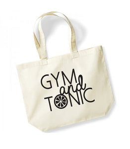 Gym and Tonic - Large Canvas Tote Bag - Natural