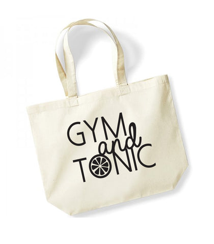 Gym and Tonic - Large Canvas Tote Bag - Natural