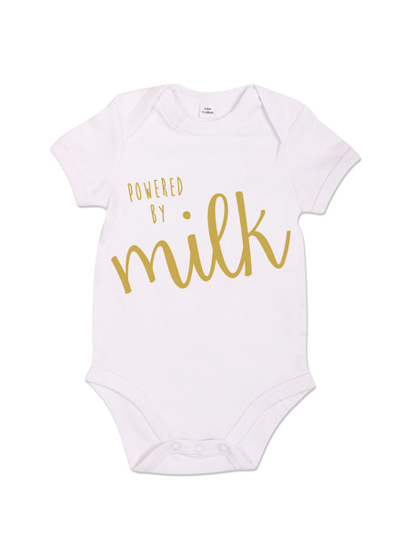 Powered by Milk - Babygrow - White
