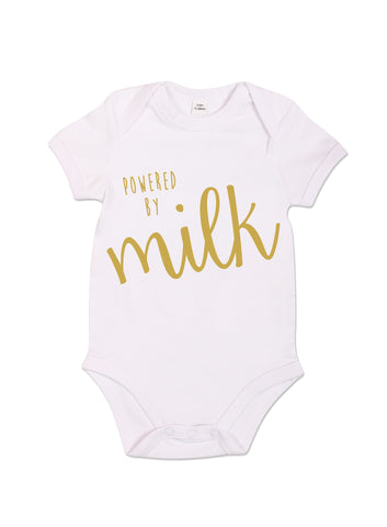 Powered by Milk - Babygrow - White