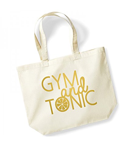 Gym and Tonic - Large Canvas Tote Bag - Natural