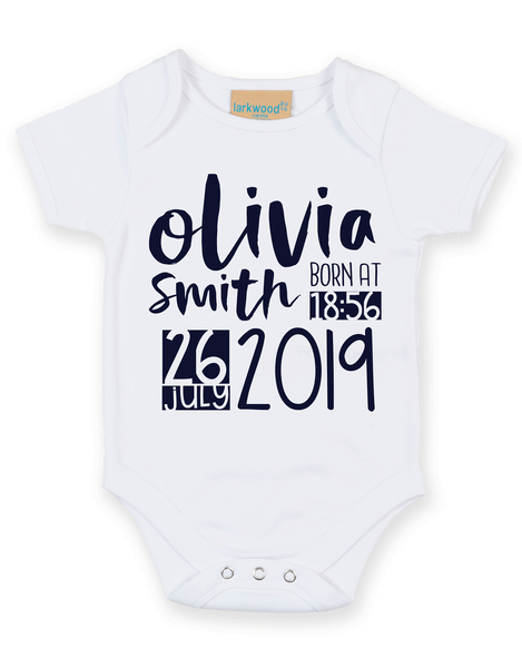 Personalised Announcement Babygrow - Custom Name and Date