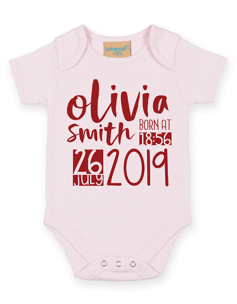 Personalised Announcement Babygrow - Custom Name and Date