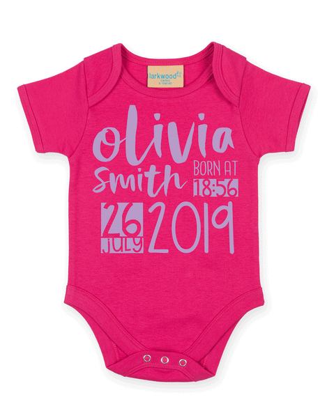 Personalised Announcement Babygrow - Custom Name and Date