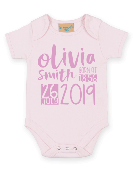 Personalised Announcement Babygrow - Custom Name and Date