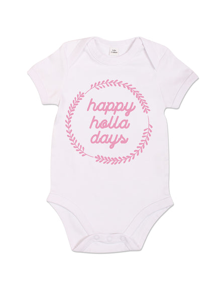 Happy Holla Days - Babygrow - White