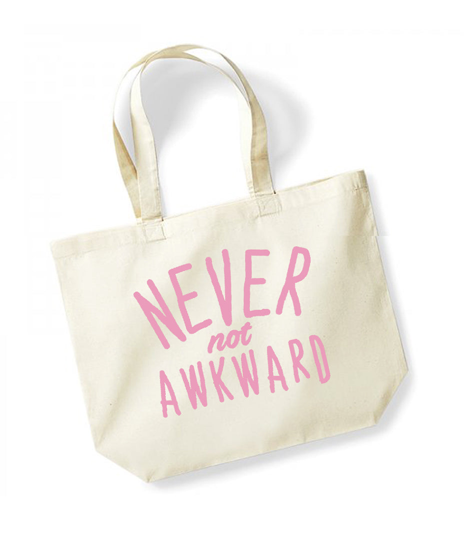 Never Not Awkward - Large Canvas Tote Bag