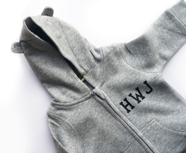 Personalised Monogram Initials - Baby Romper w/Ears and Front Pouch