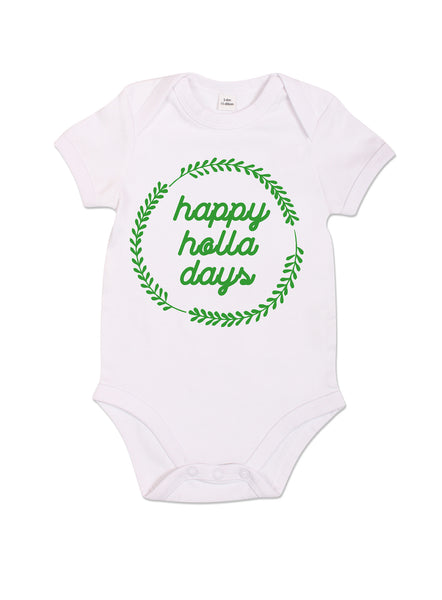 Happy Holla Days - Babygrow - White