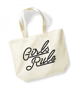 Girls Rule - Large Canvas Tote Bag
