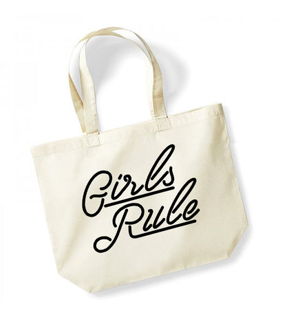 Girls Rule - Large Canvas Tote Bag