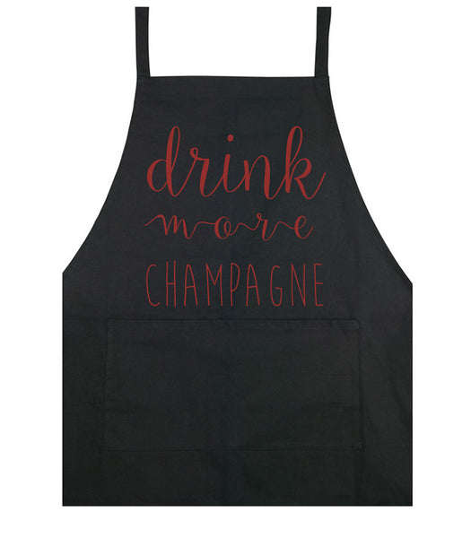Drink More Champagne - Apron - Black