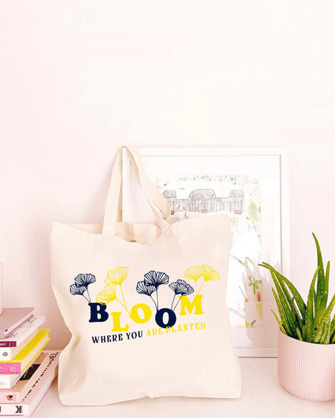 Bloom Where You Are Planted - Large Canvas Tote Bag