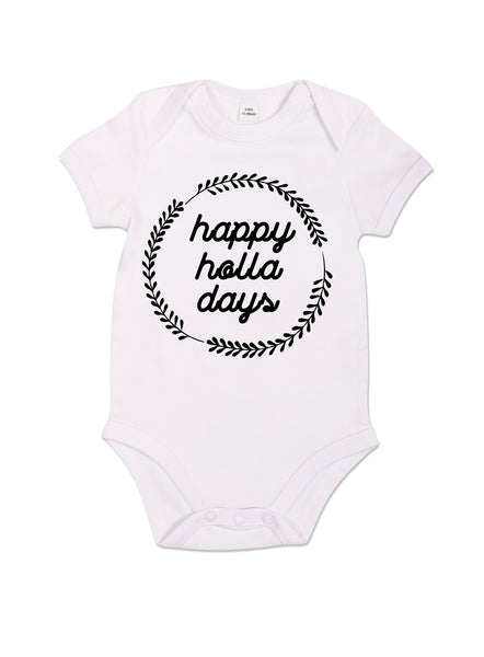 Happy Holla Days - Babygrow - White
