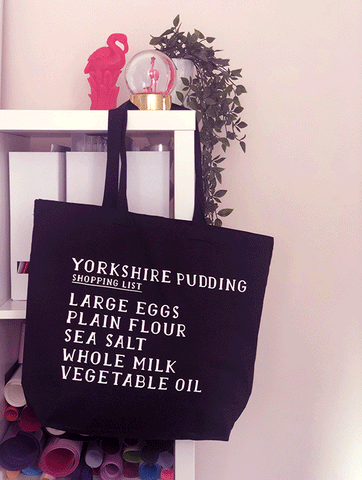 Yorkshire Pudding- Shopping List - Large Canvas Tote Bag
