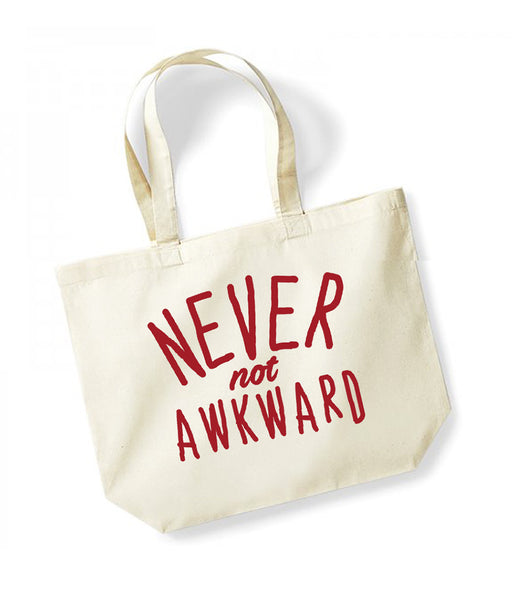 Never Not Awkward - Large Canvas Tote Bag