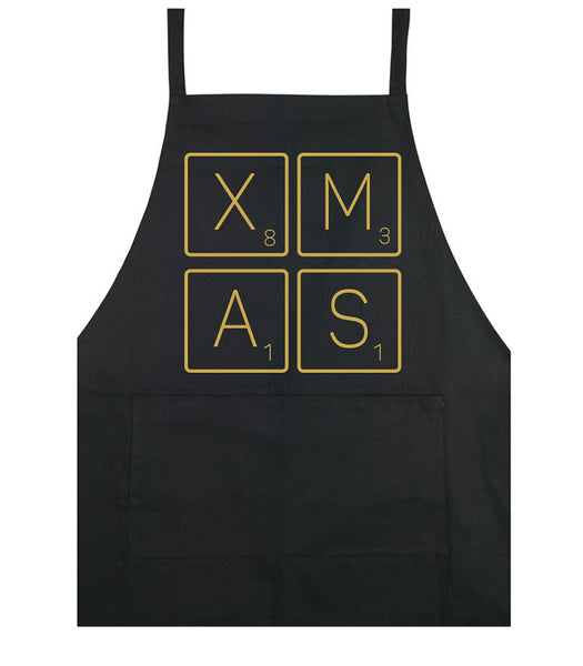 Xmas - Letters - Apron - Black