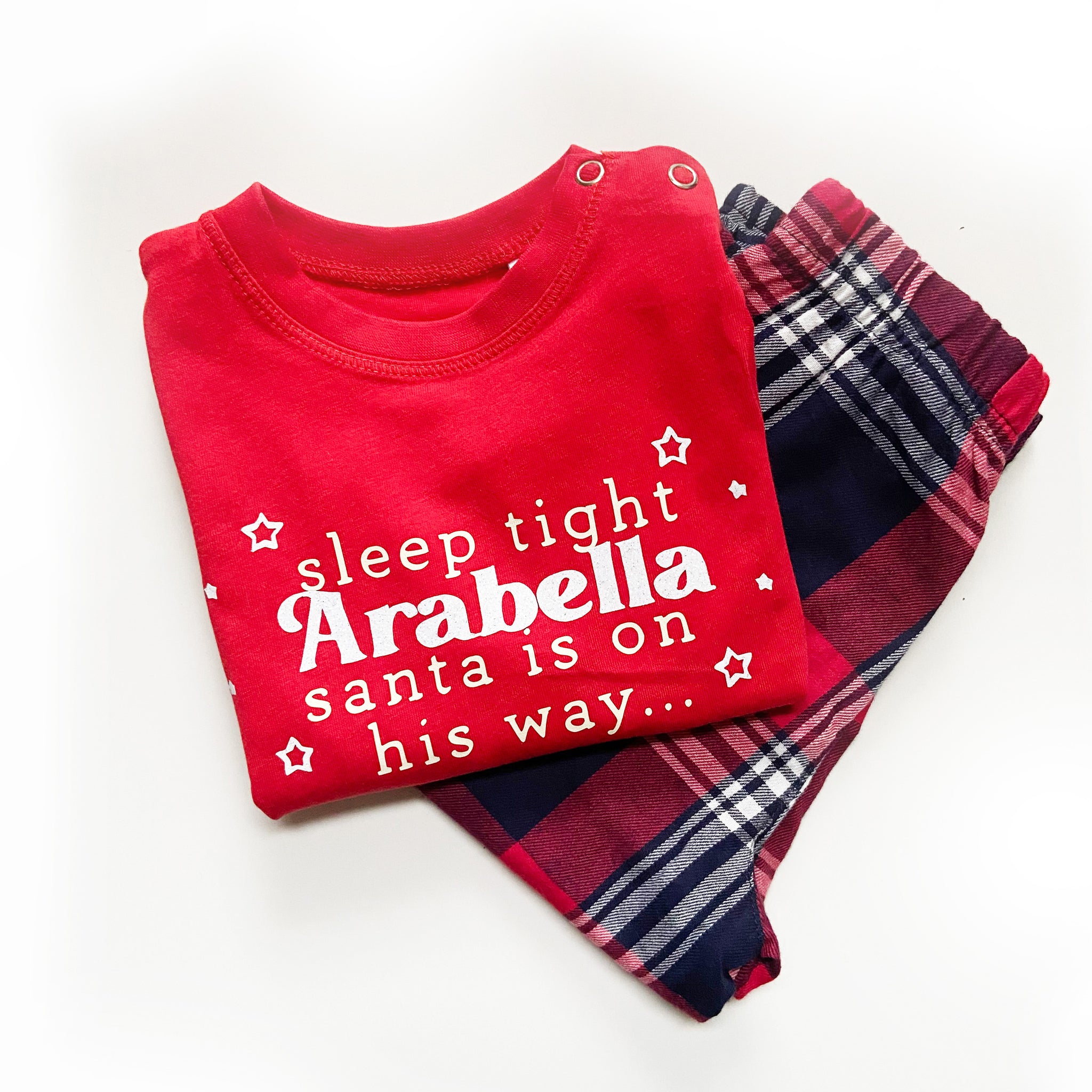 Sleep Tight - Personalised Christmas - Tartan Pyjama Sets
