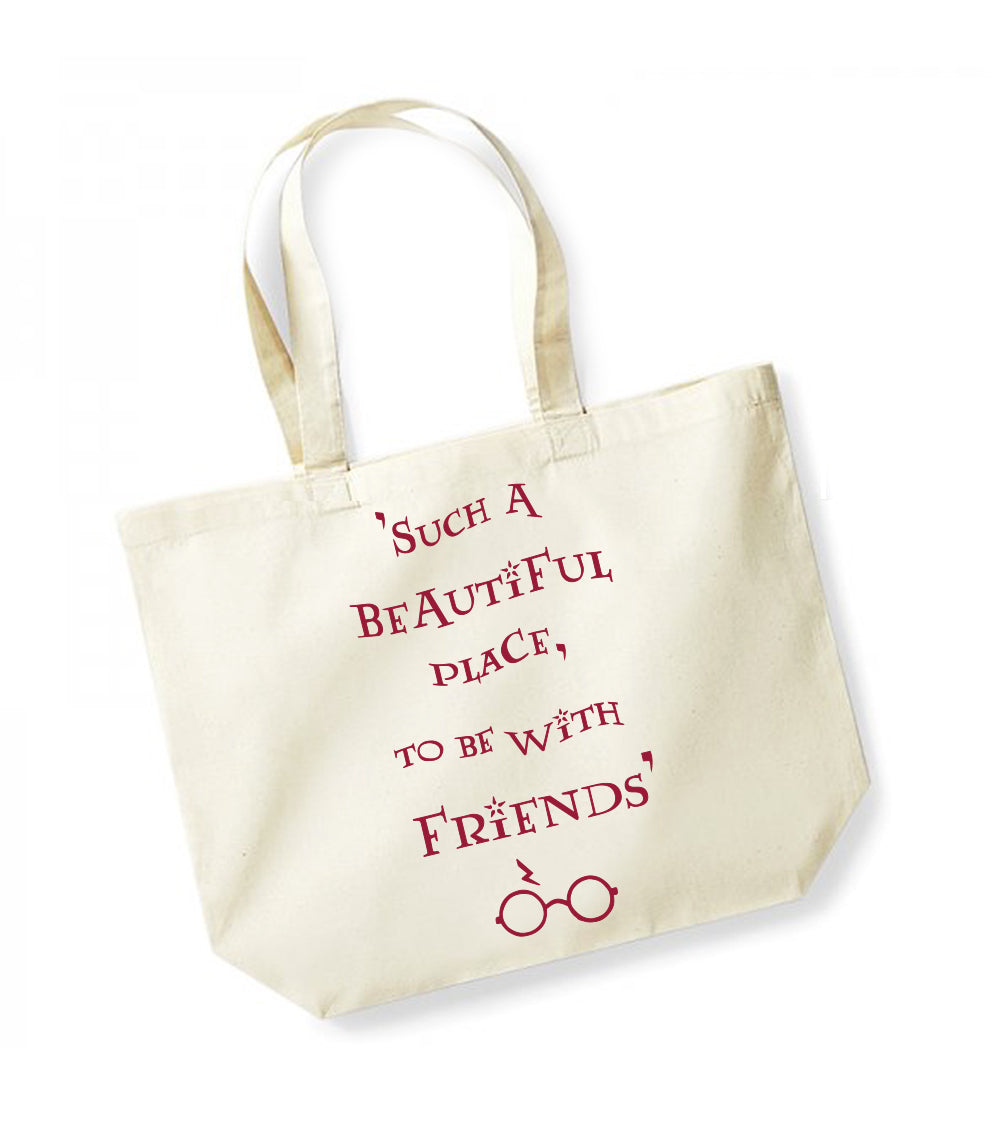 Such A Beautiful Place To Be With Friends - Large Canvas Tote Bag