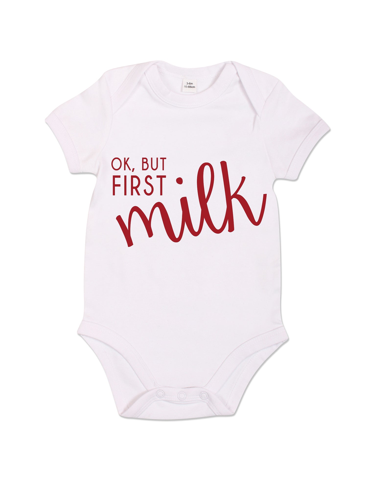 Ok, But First Milk - Babygrow - White