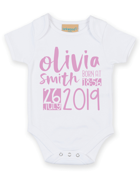 Personalised Announcement Babygrow - Custom Name and Date