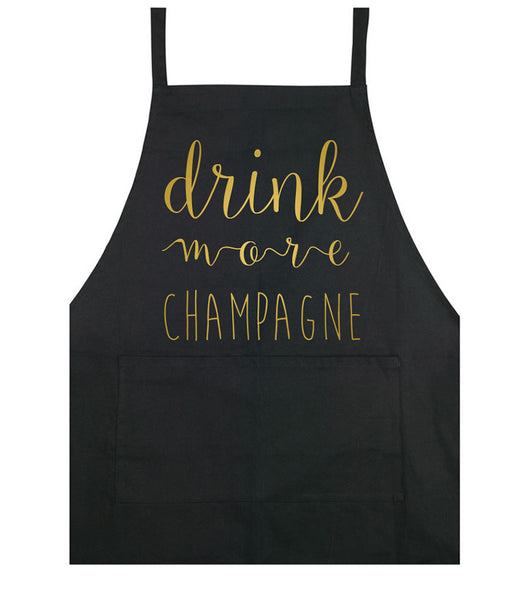 Drink More Champagne - Apron - Black