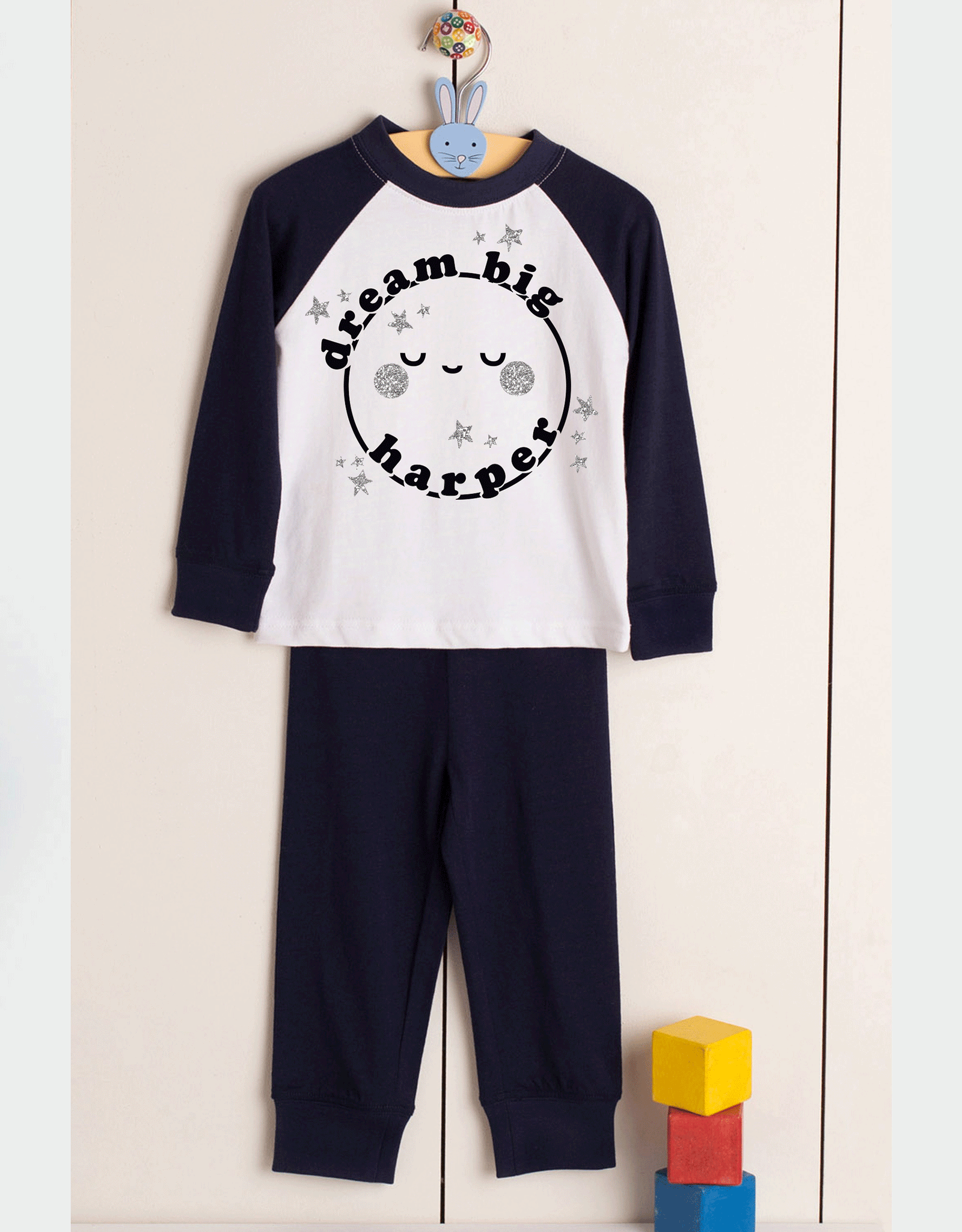 Dream Big - Personalised Name - Plain Pyjama Sets