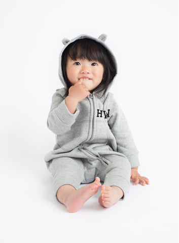Personalised Monogram Initials - Baby Romper w/Ears and Front Pouch