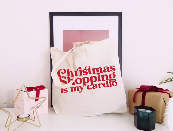 Christmas Shopping Is My Cardio - Large Canvas Tote Bag