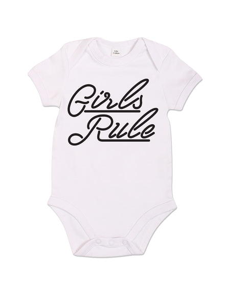 Girls Rule - Babygrow - White