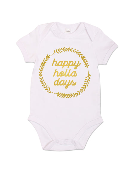 Happy Holla Days - Babygrow - White