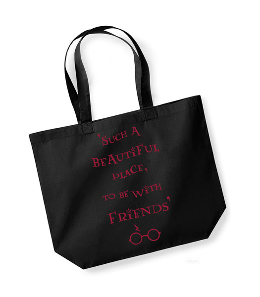 Such A Beautiful Place To Be With Friends - Large Canvas Tote Bag