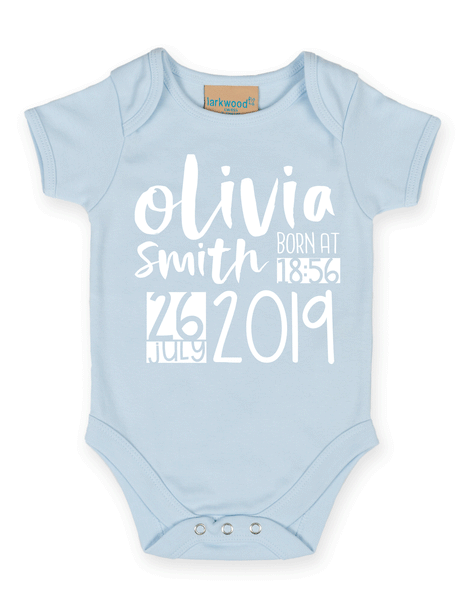 Personalised Announcement Babygrow - Custom Name and Date