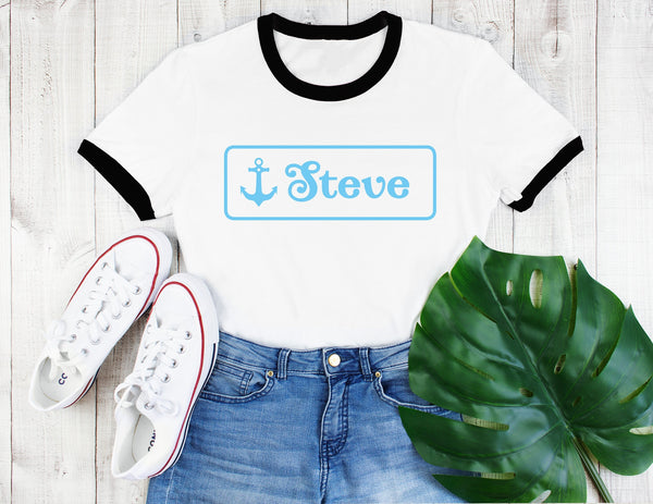 Personalised Scoops Ahoy Name Badge - Unisex Ringer T-Shirt