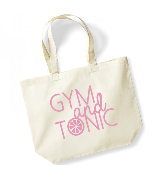Gym and Tonic - Large Canvas Tote Bag - Natural
