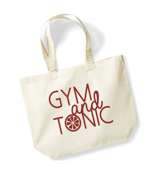 Gym and Tonic - Large Canvas Tote Bag - Natural