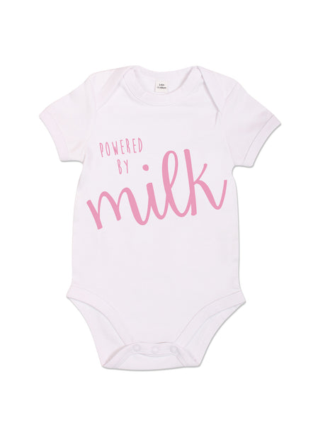 Powered by Milk - Babygrow - White