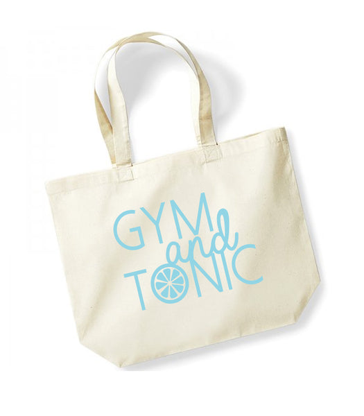 Gym and Tonic - Large Canvas Tote Bag - Natural